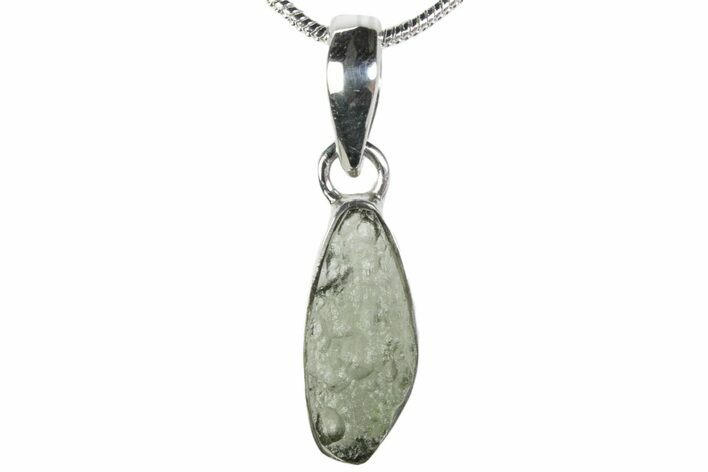 Green Moldavite Tektite Pendant ( g) - Sterling Silver #382696